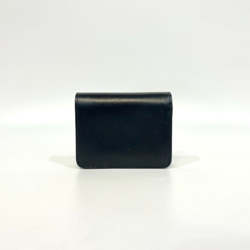 CELINE黑金牛皮TRIOMPHE下蓋短夾10K623DPV-1