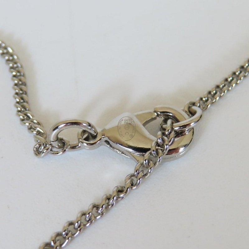 【巴黎站二手名牌專賣店】＊現貨＊CHANEL 香奈兒 真品＊銀色鑲鑽方塊白色雙C項鍊-2