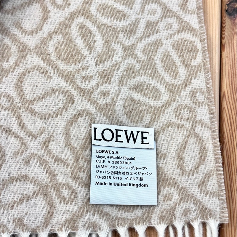 【🆕】LOEWE Anagram scarf 羊絨羊毛頸巾奶茶色 米色 F811SS1X01-2140-4