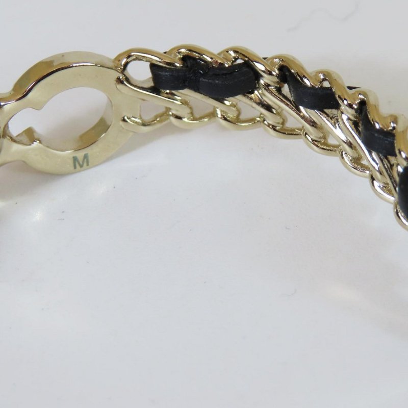 【巴黎站二手名牌專賣店】＊現貨＊CHANEL 香奈兒 真品＊粉色愛心水晶珍珠CC皮穿鏈淡金手環 手鐲-3