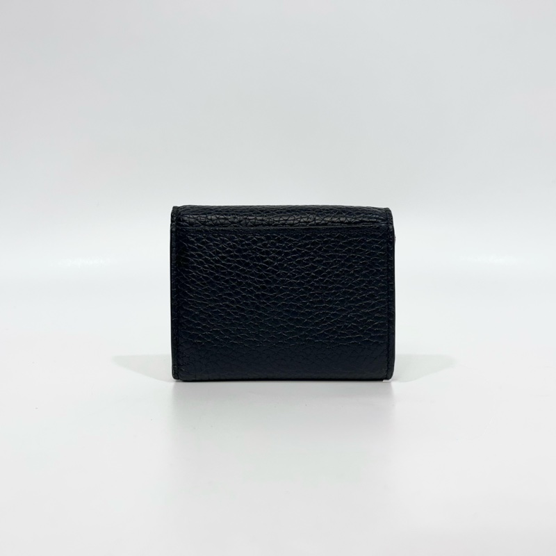 LV黑色牛皮拚桃粉內裡金釦Capucines XS三折短夾M68587-1