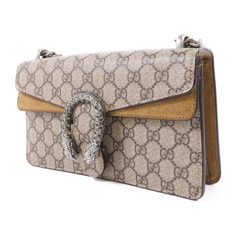 GUCCI 塗層帆布Dionysus Shoulder Bag銀扣鏈帶肩背袋-2