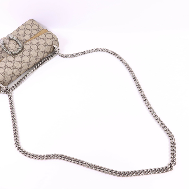 GUCCI 塗層帆布Dionysus Shoulder Bag銀扣鏈帶肩背袋-8