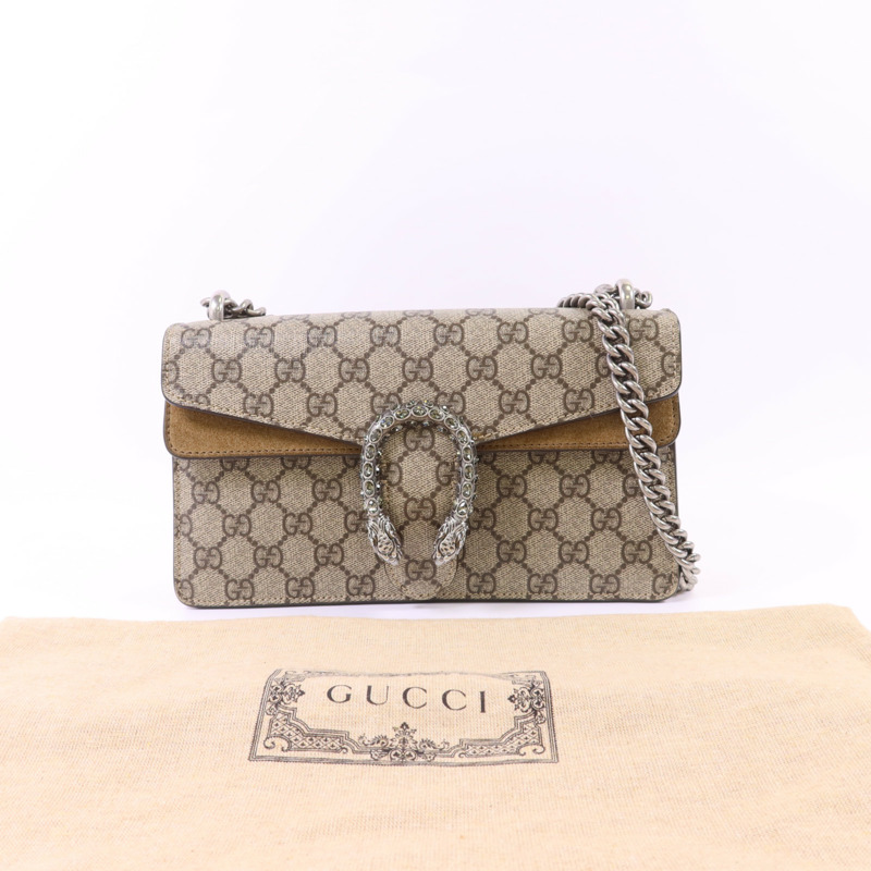 GUCCI 塗層帆布Dionysus Shoulder Bag銀扣鏈帶肩背袋-9