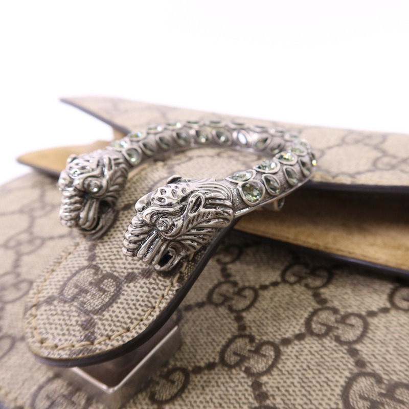 GUCCI 塗層帆布Dionysus Shoulder Bag銀扣鏈帶肩背袋-11