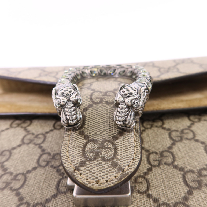 GUCCI 塗層帆布Dionysus Shoulder Bag銀扣鏈帶肩背袋-12