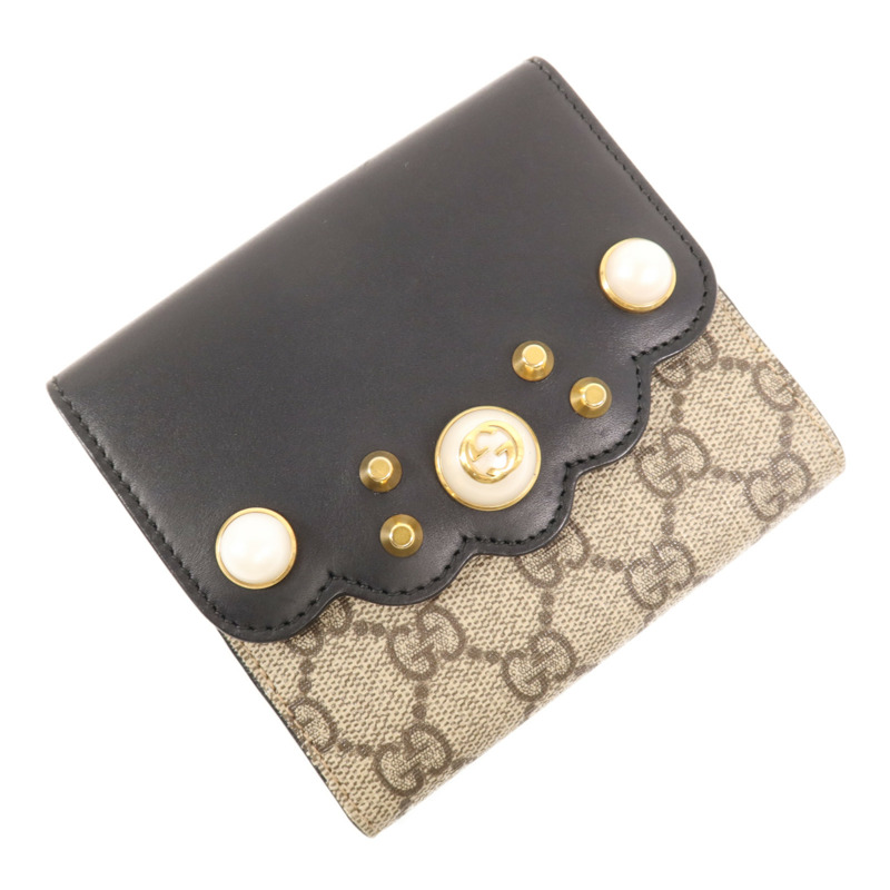 GUCCI 塗層帆布/牛皮皮革GG Supreme Wallet金扣錢包-2