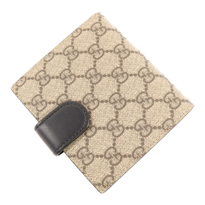 GUCCI 塗層帆布/牛皮皮革GG Supreme Wallet金扣錢包-3