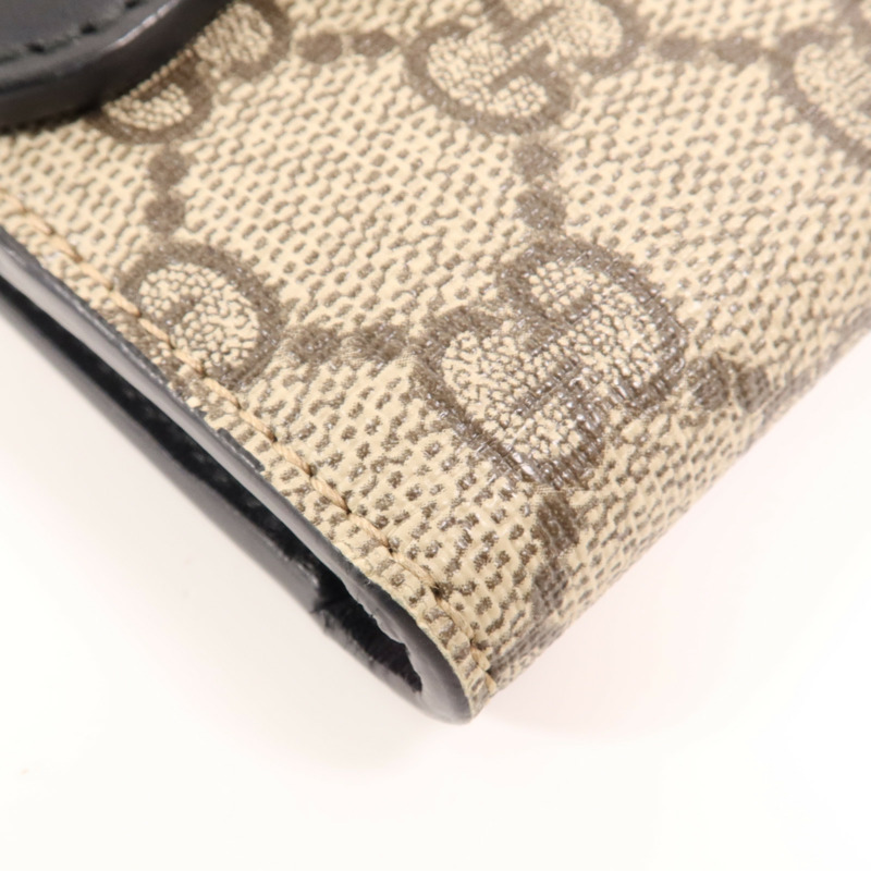 GUCCI 塗層帆布/牛皮皮革GG Supreme Wallet金扣錢包-10
