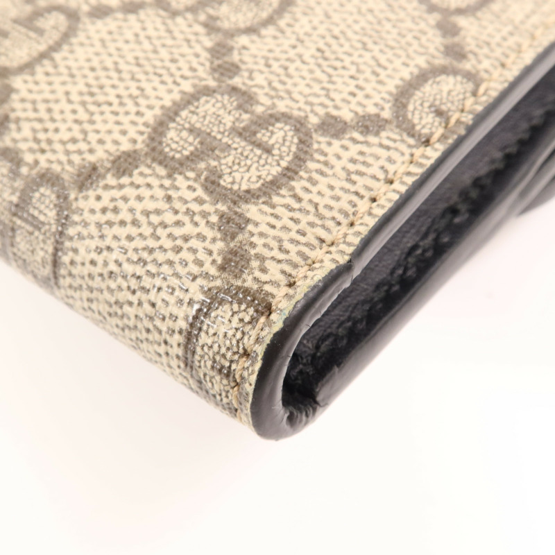 GUCCI 塗層帆布/牛皮皮革GG Supreme Wallet金扣錢包-11