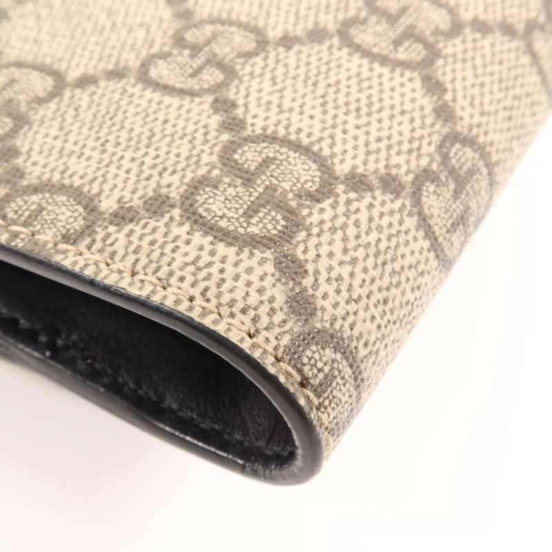 GUCCI 塗層帆布/牛皮皮革GG Supreme Wallet金扣錢包-12