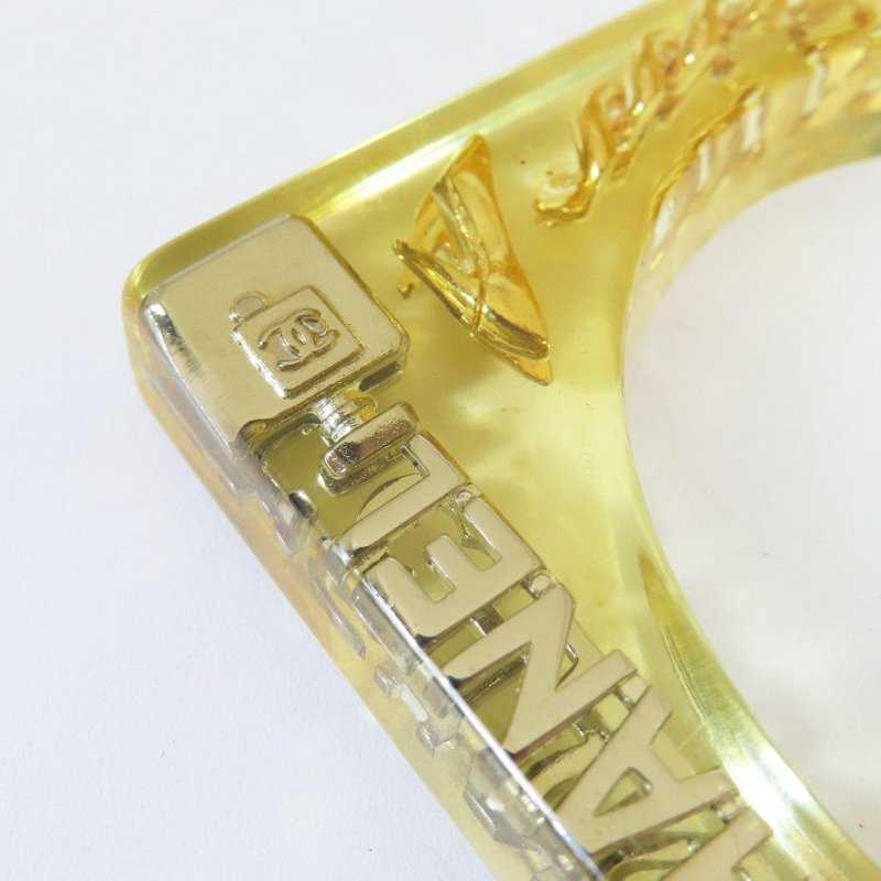 【巴黎站二手名牌專賣店】＊現貨＊CHANEL 香奈兒 真品＊1997復古款壓克力金色銀色五金方形手鐲-2