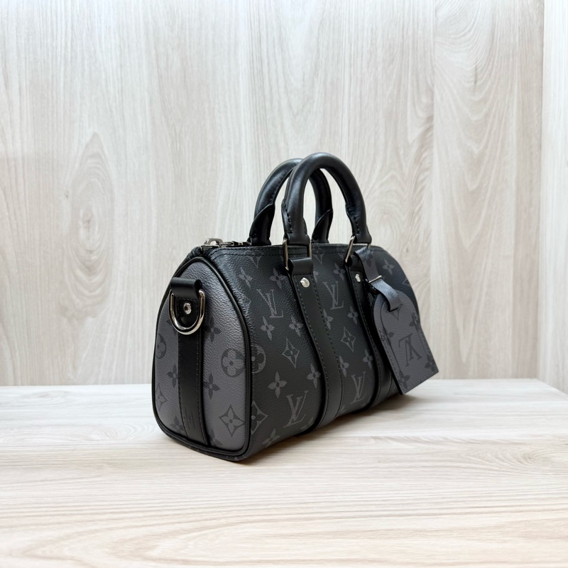 LV黑花銀釦Keepall 25手提斜背包M46271-4