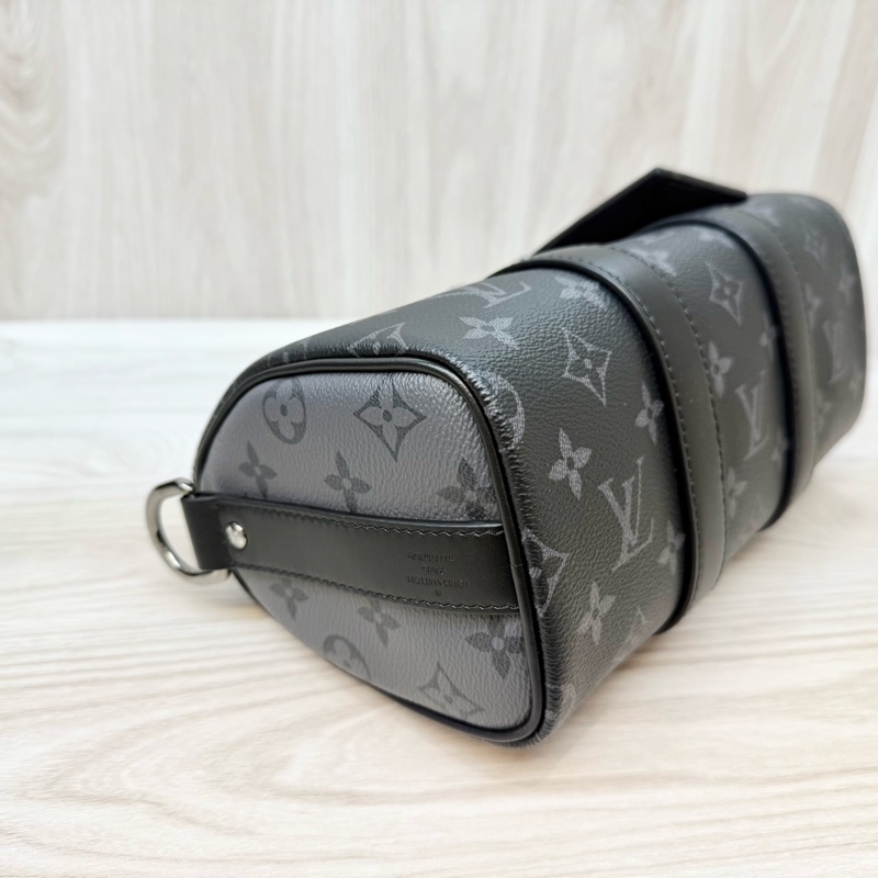 LV黑花銀釦Keepall 25手提斜背包M46271-9