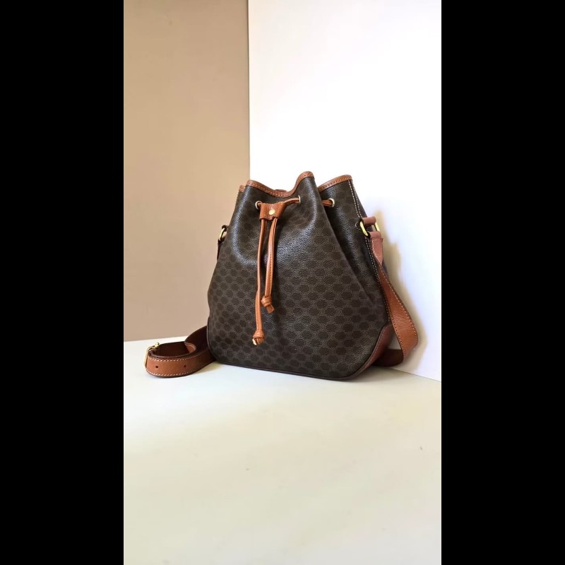 【LA LUNE】絕版古董包 Celine老花中古水桶包 單肩包 皮革包 斜背復古二手-1