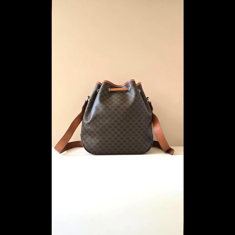 【LA LUNE】絕版古董包 Celine老花中古水桶包 單肩包 皮革包 斜背復古二手-3