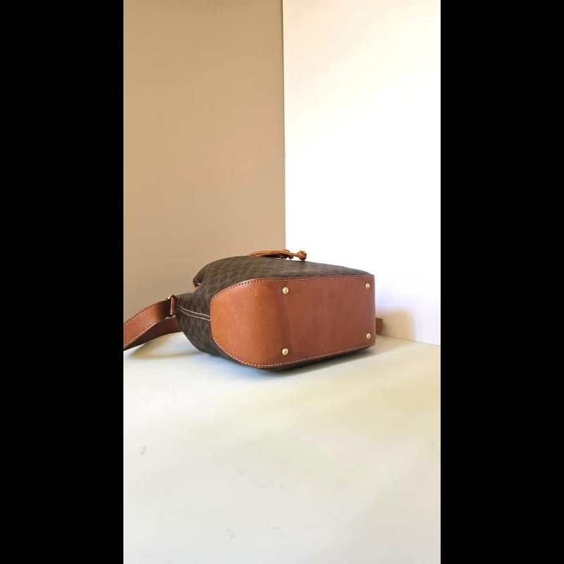 【LA LUNE】絕版古董包 Celine老花中古水桶包 單肩包 皮革包 斜背復古二手-7