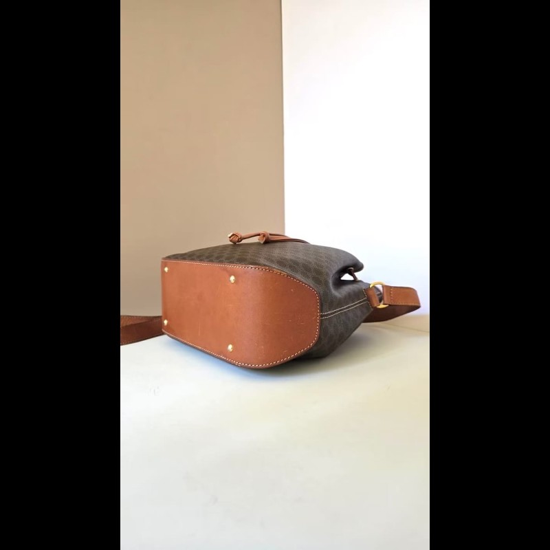 【LA LUNE】絕版古董包 Celine老花中古水桶包 單肩包 皮革包 斜背復古二手-8