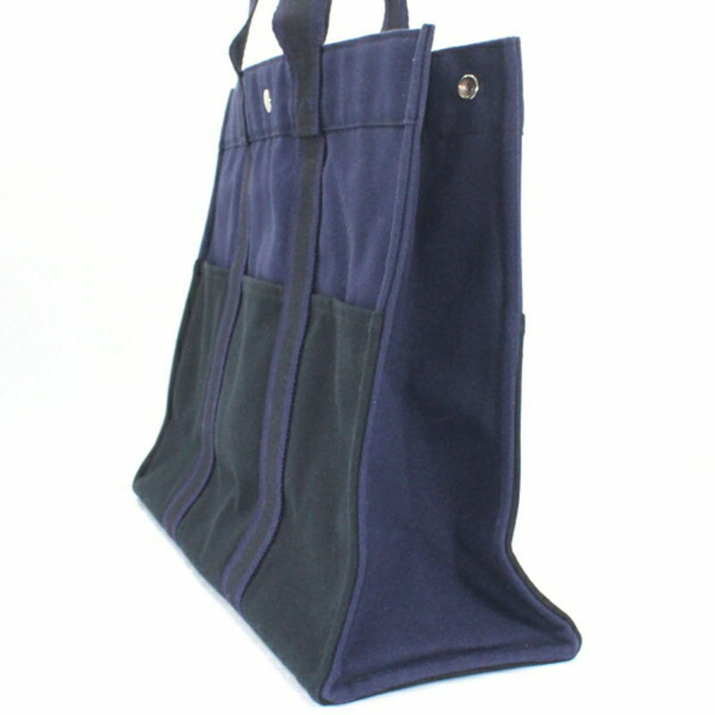 愛馬仕 Foule Tote GM 單肩包，黑色和海軍藍配色，男女通用，HERMES T4861-3