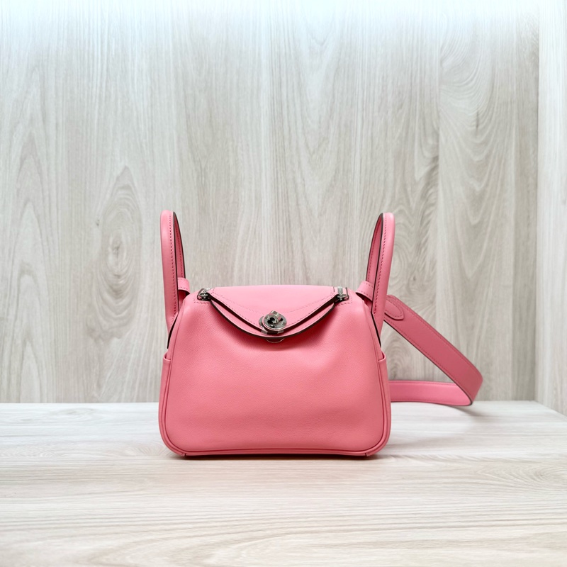 HERMES 8W唇膏粉銀釦Swift牛皮mini lindy-0