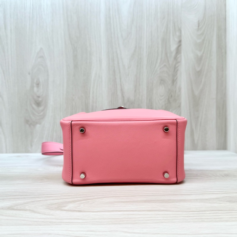 HERMES 8W唇膏粉銀釦Swift牛皮mini lindy-5