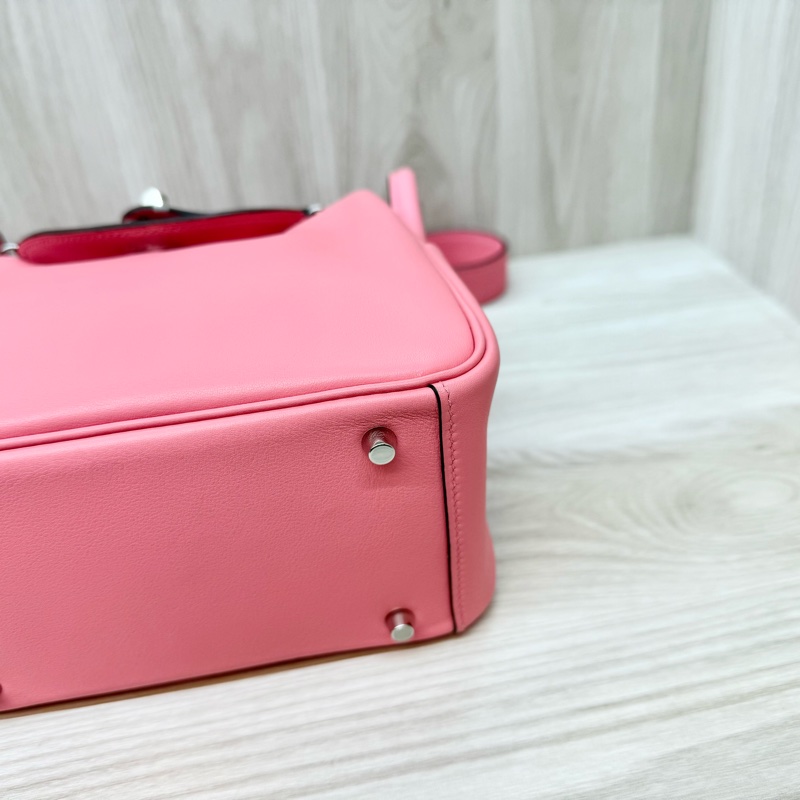 HERMES 8W唇膏粉銀釦Swift牛皮mini lindy-16