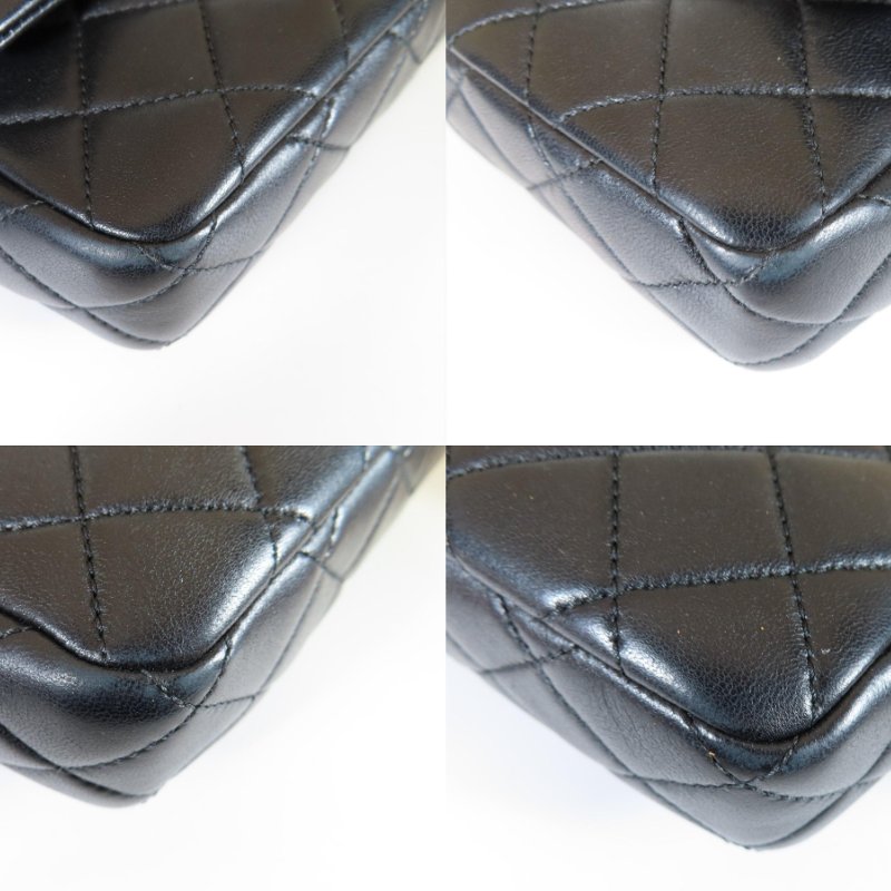 【巴黎站二手名牌專賣店】＊現貨＊CHANEL 香奈兒 真品＊黑色菱格紋羊皮金色雙C 20CM鏈包-5