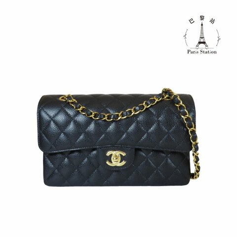 【巴黎站二手名牌專賣店】＊全新現貨＊CHANEL香奈兒真品＊黑菱格荔枝紋牛皮金雙C COCO 23肩背包