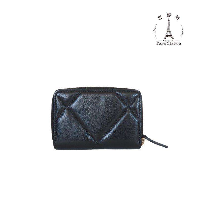 【巴黎站二手名牌專賣店】＊現貨＊CHANEL香奈兒真品＊黑色19拉鍊吐司包零錢包卡包-1