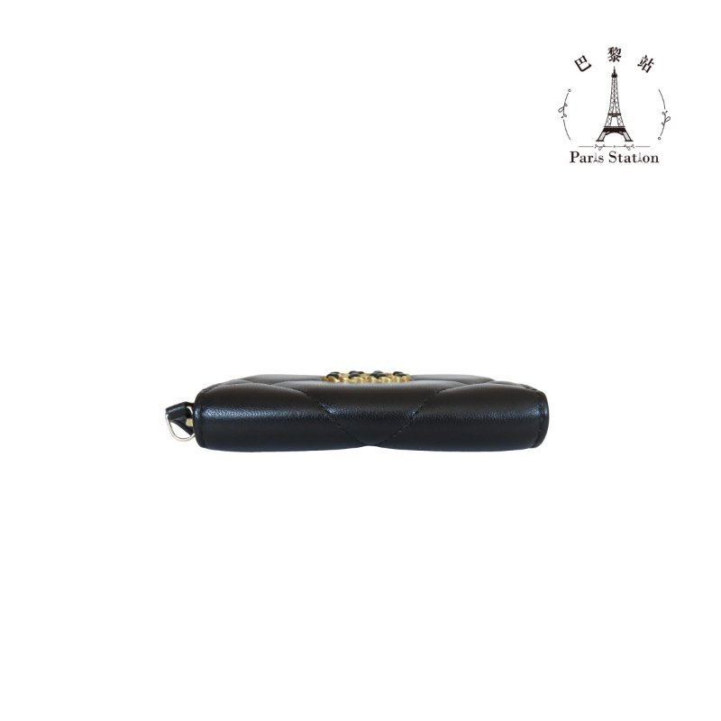 【巴黎站二手名牌專賣店】＊現貨＊CHANEL香奈兒真品＊黑色19拉鍊吐司包零錢包卡包-2