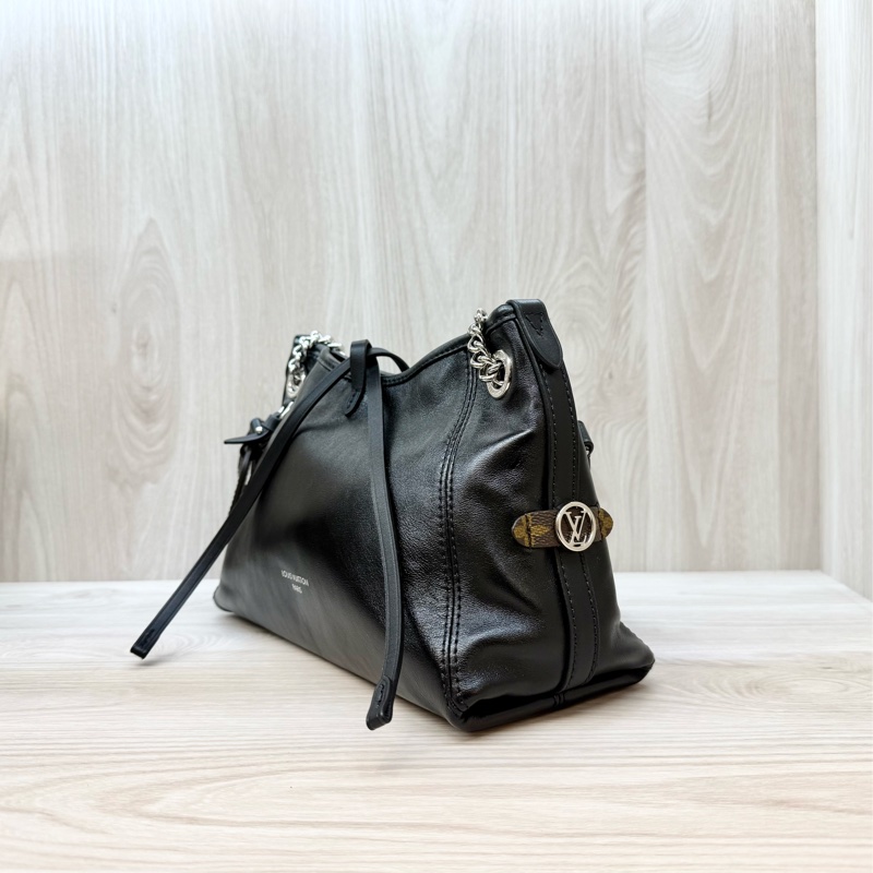 LV黑銀羊皮CarryAll Vibe BB肩側背包M12888-2