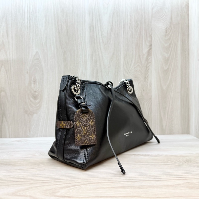 LV黑銀羊皮CarryAll Vibe BB肩側背包M12888-3