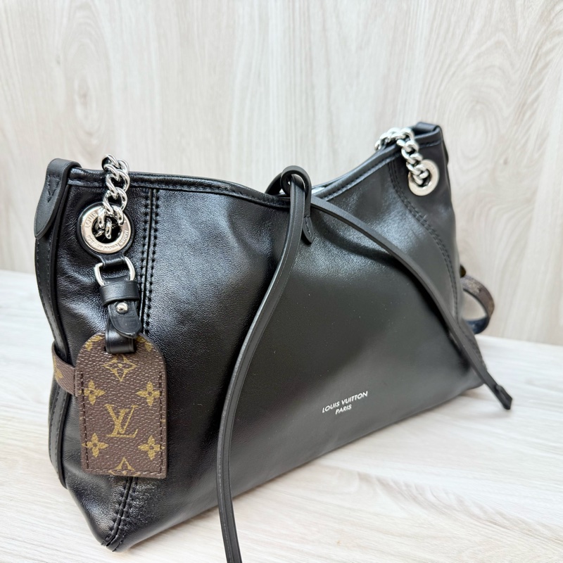 LV黑銀羊皮CarryAll Vibe BB肩側背包M12888-9