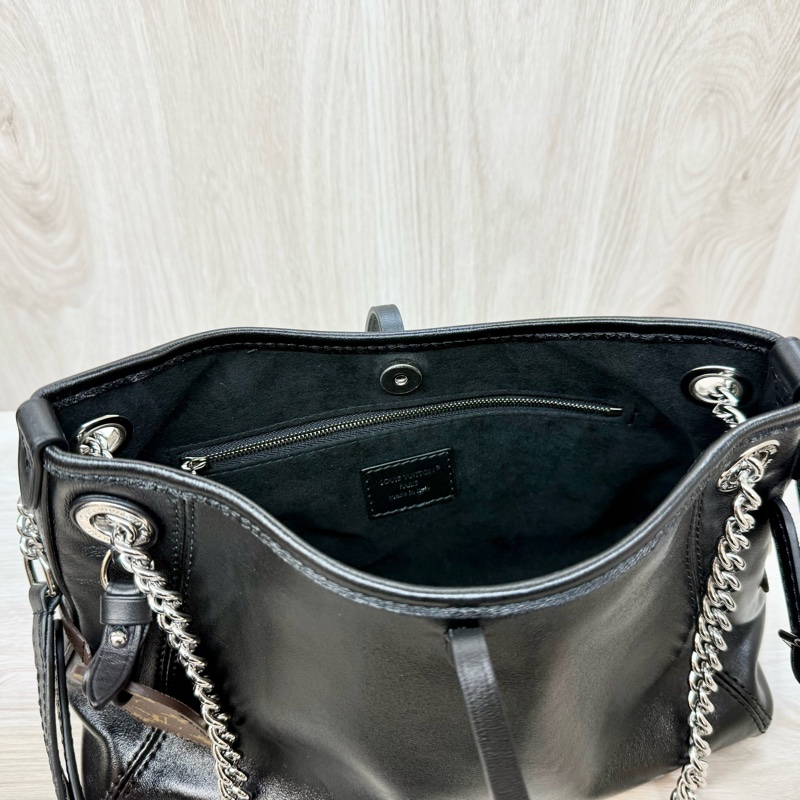 LV黑銀羊皮CarryAll Vibe BB肩側背包M12888-13