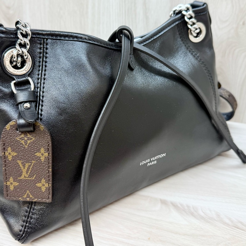 LV黑銀羊皮CarryAll Vibe BB肩側背包M12888-15