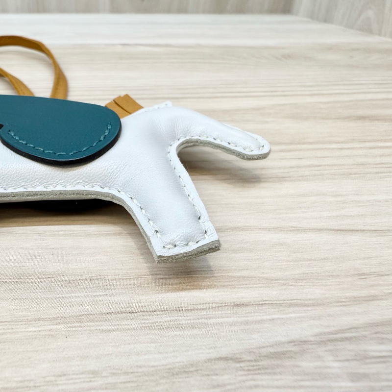 Hermes霾霧藍拚淺棕尾藍綠翅羊皮小飛馬吊飾RODEO PM-8