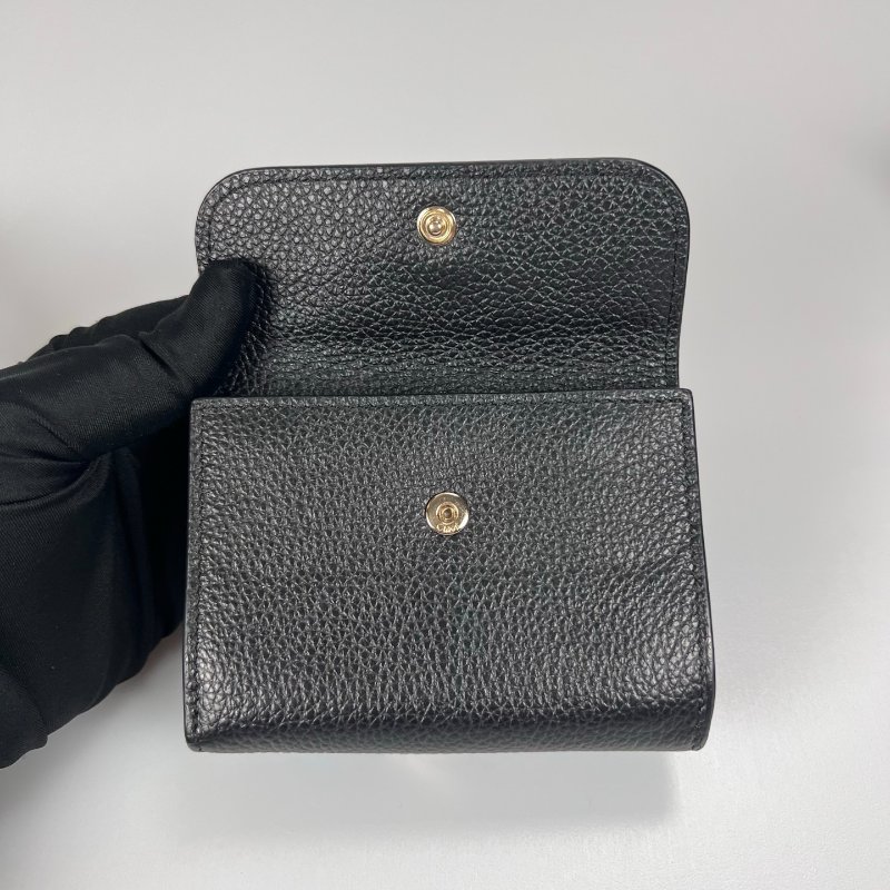 CHLOE 黑皮革釦式短夾-4