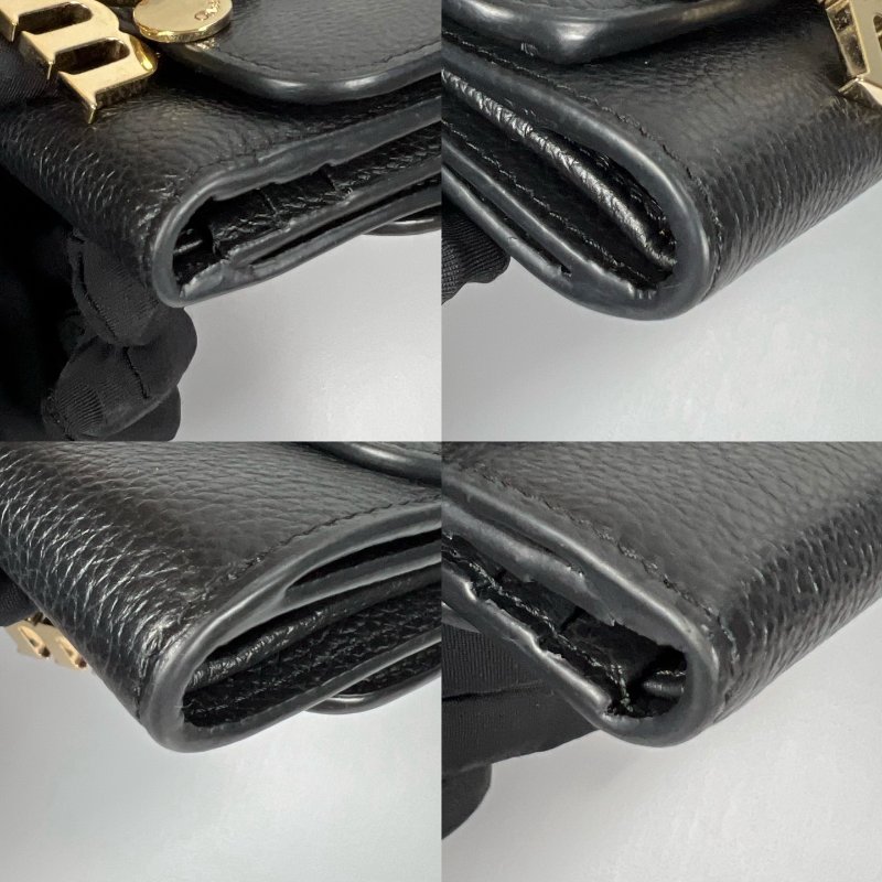 CHLOE 黑皮革釦式短夾-9