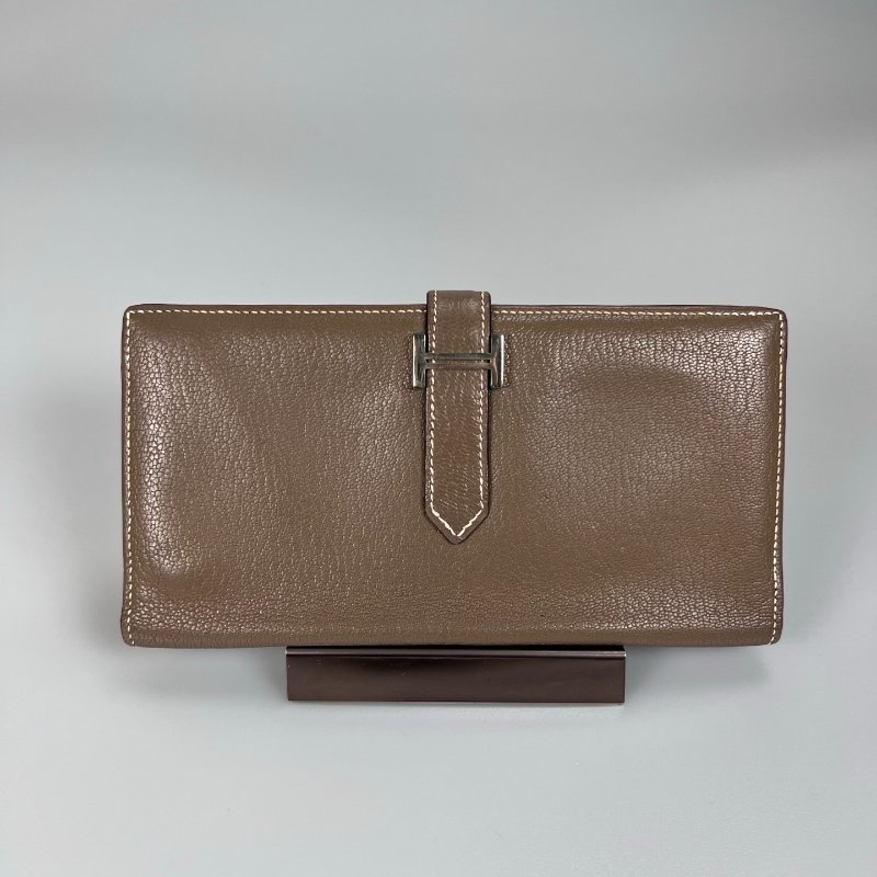 HERMES T刻 大象灰銀扣BEARN長夾-0