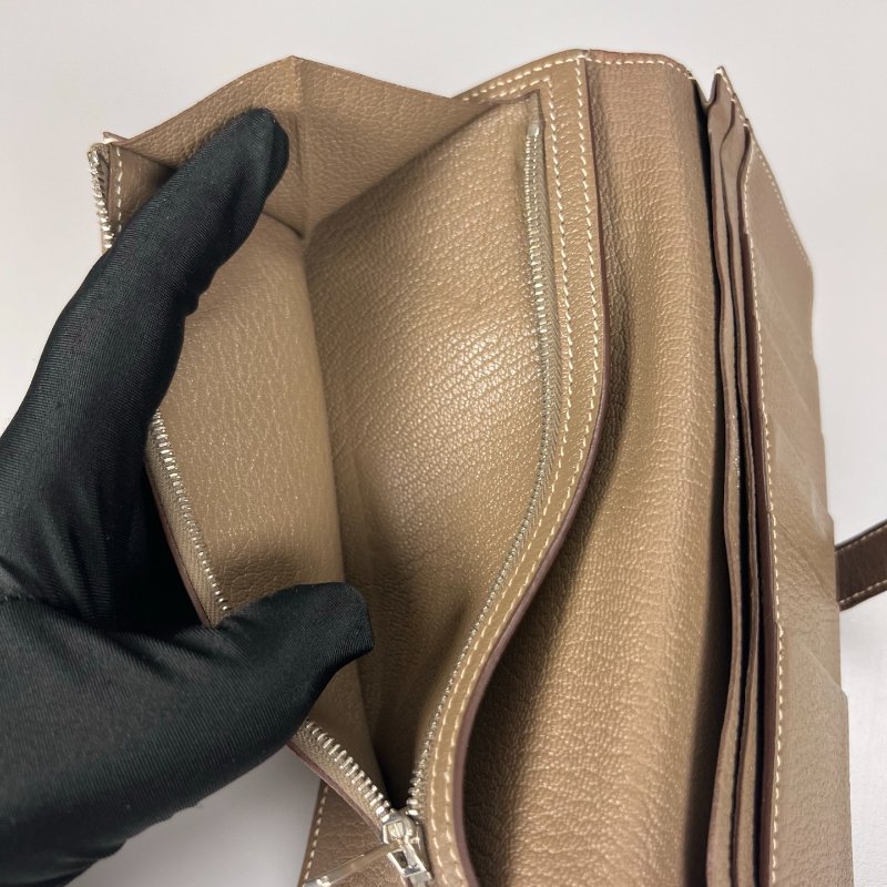 HERMES T刻 大象灰銀扣BEARN長夾-6