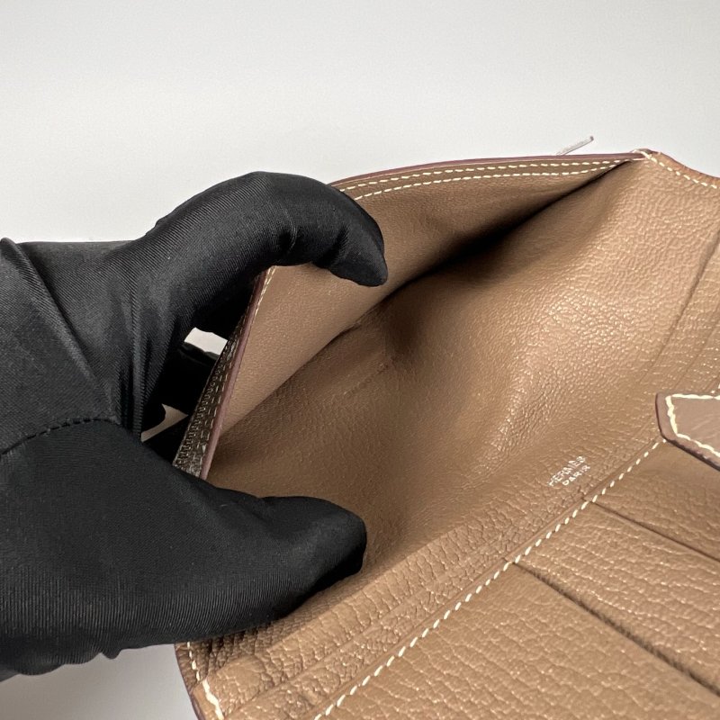 HERMES T刻 大象灰銀扣BEARN長夾-7