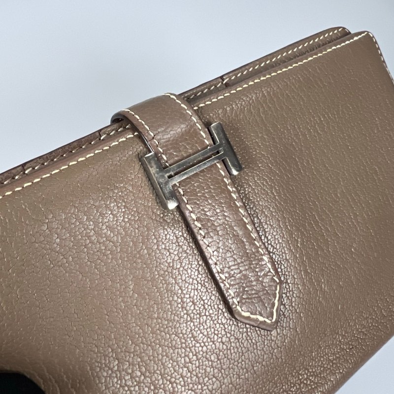 HERMES T刻 大象灰銀扣BEARN長夾-8