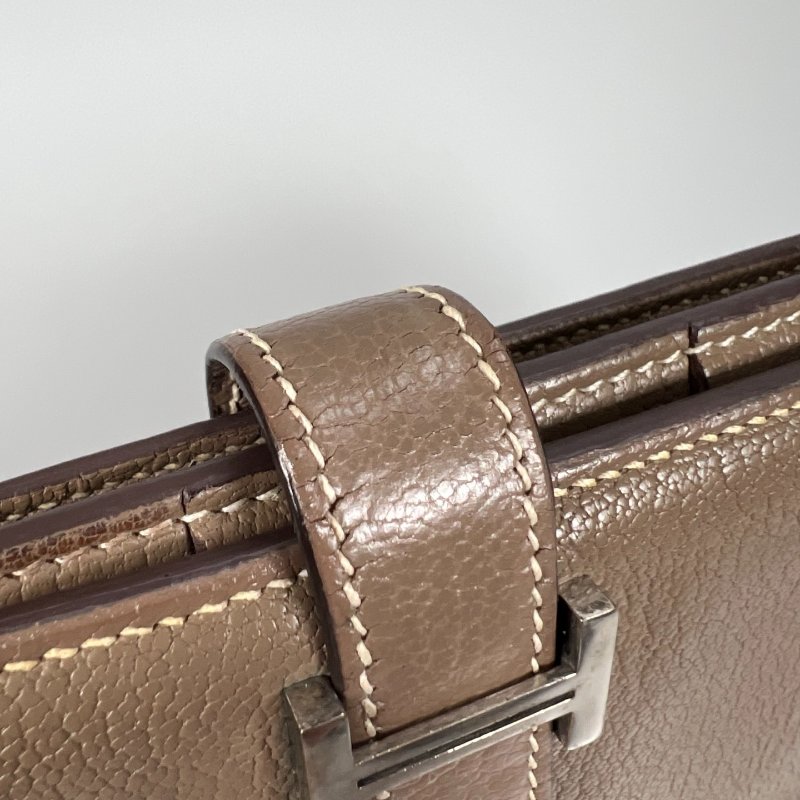 HERMES T刻 大象灰銀扣BEARN長夾-9