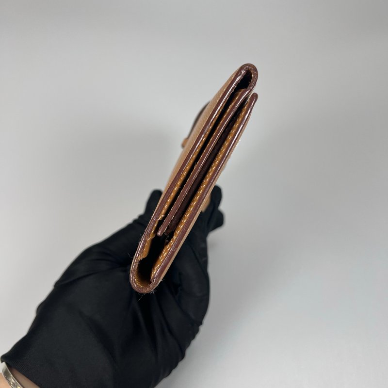 HERMES □K刻 棕色銀扣BEARN三折長夾-3