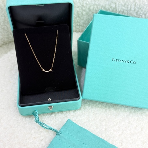 全新Tiffany微笑mini滿鑽項鏈玫瑰金