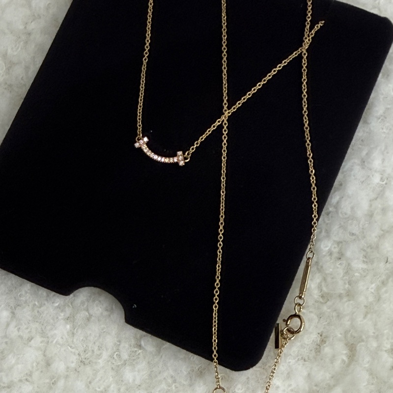 全新Tiffany微笑mini滿鑽項鏈玫瑰金-1