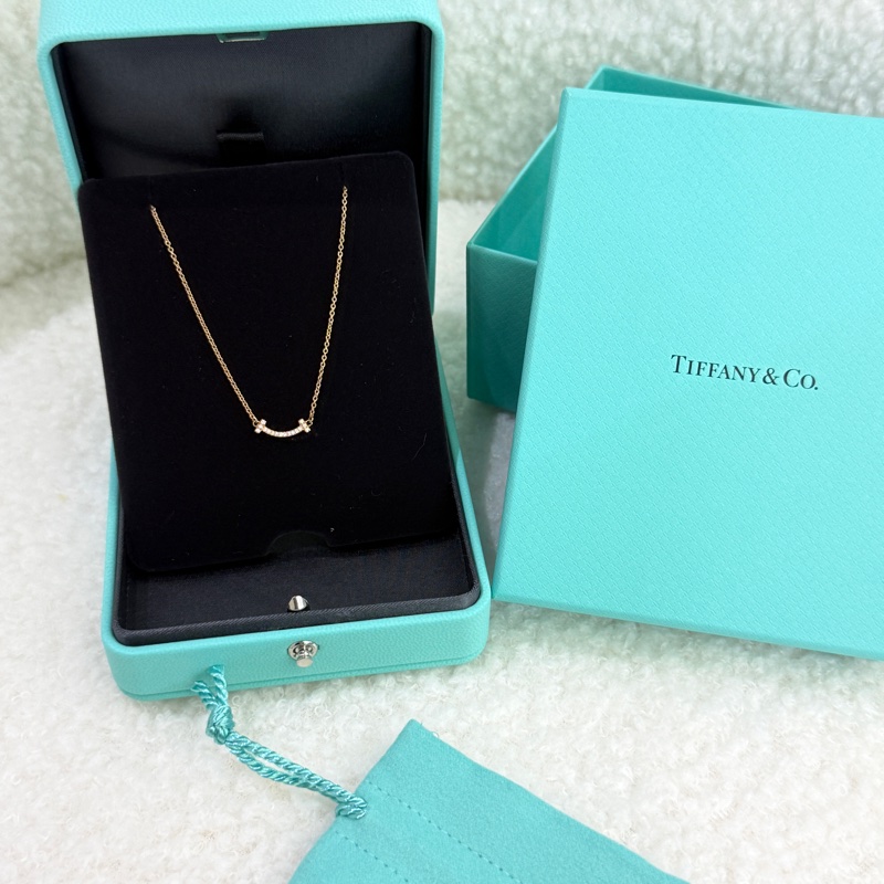 全新Tiffany微笑mini滿鑽項鏈玫瑰金-5