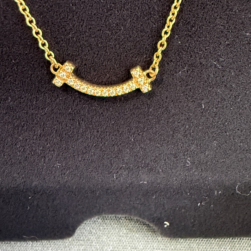 全新Tiffany微笑mini滿鑽項鏈玫瑰金-6