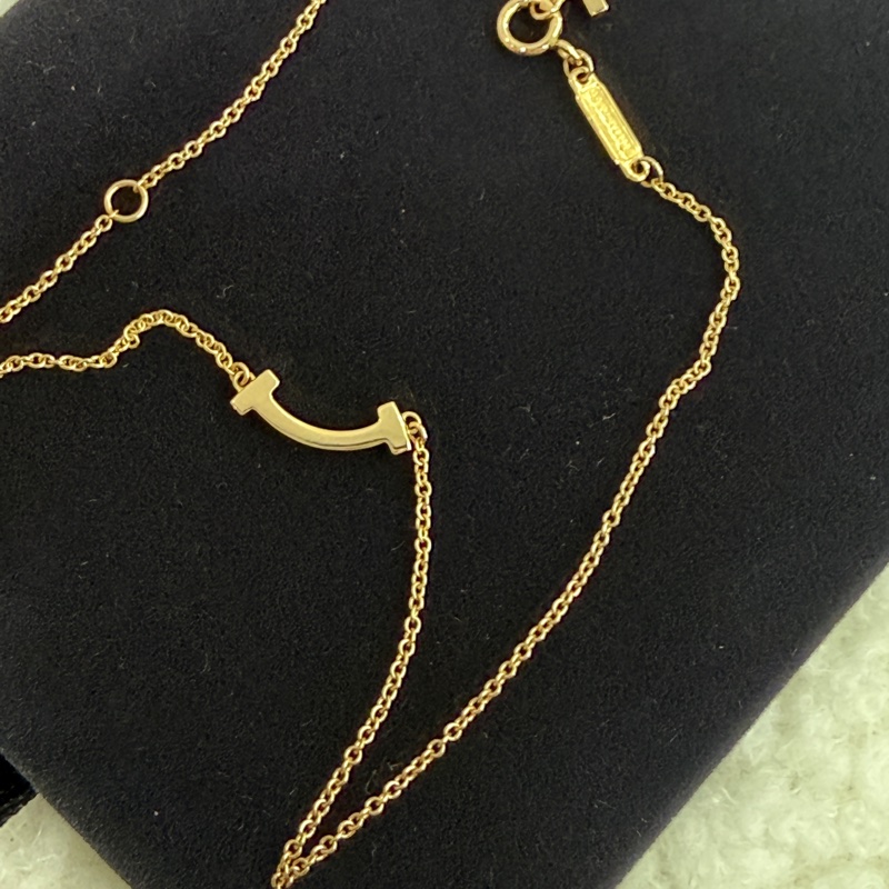 全新Tiffany微笑mini滿鑽項鏈玫瑰金-8