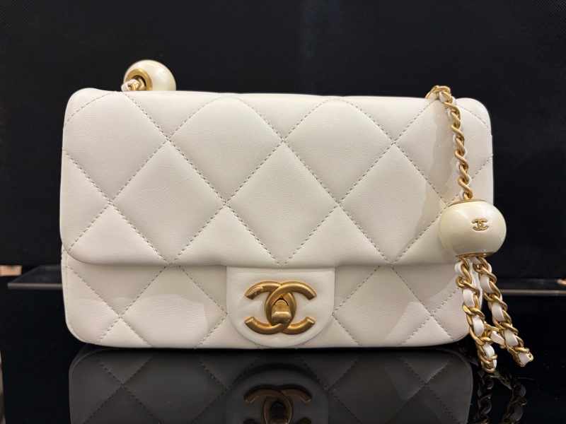 Chanel 白羊皮霧金珍珠湯圓肩斜背包AS4861-0